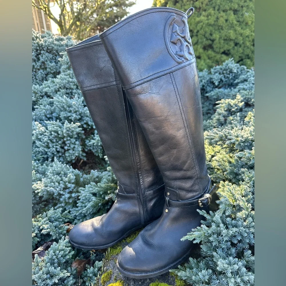 TORY BURCH | Black Marlene Leather Riding Motorcycle Boot 9.5 EUC